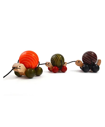 Fairkraft Creations Ma Me Pa Pull Along Toy - Orange Green Brown