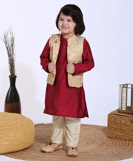Babyhug Full Sleeves Kurta Pajama Set - Red