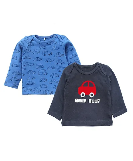 Kadam Baby Beep Beep Pack Of 2 Full Sleeves Tee - Blue & Black