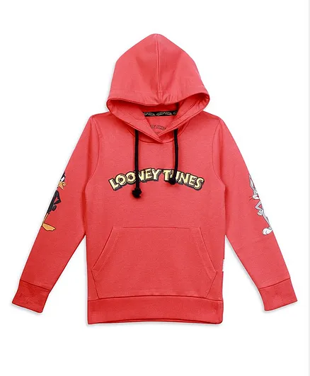 Nap Chief Looney Tunes Print Full Sleeves Hoodie - Peach