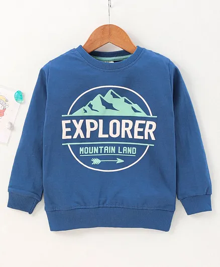 Lazy Bones Full Sleeves Sweatshirt Text Print - Blue