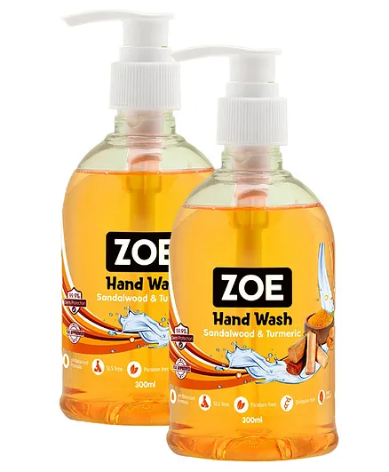 Zoe Sandalwood And Turmeric & Sandalwood And Turmeric Hand Wash - 600ML - Pack Of 2