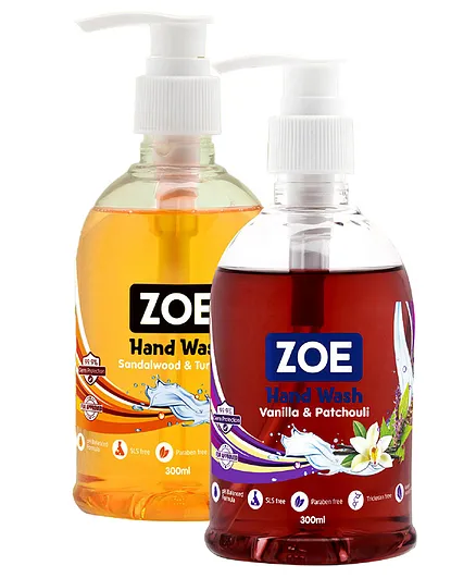 Zoe Sandalwood And Turmeric & Vanilla And Patchouli Hand Wash - 600 ml - Pack Of 2