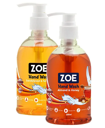 Zoe Sandalwood And Turmeric & Almond And Honey Hand Wash - 600 ml - Pack Of 2