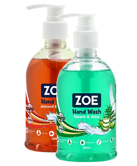 Zoe Neem And Aloe & Almond And Honey Hand Wash - 600 ml - Pack Of 2