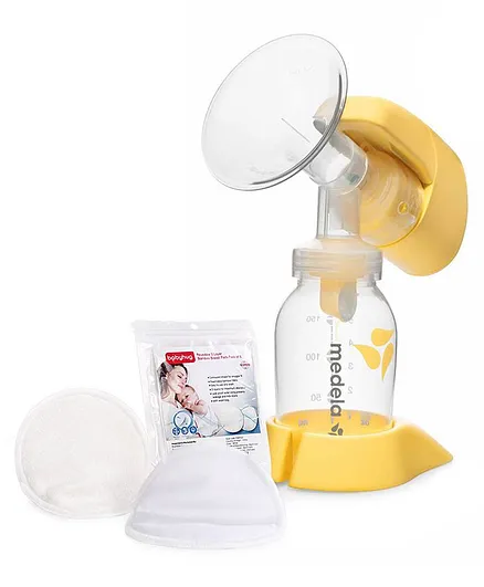 Medela - Mini Electric Breast Pump & Babyhug Reusable 3 Layer Bamboo Breast Pads - Pack of 6