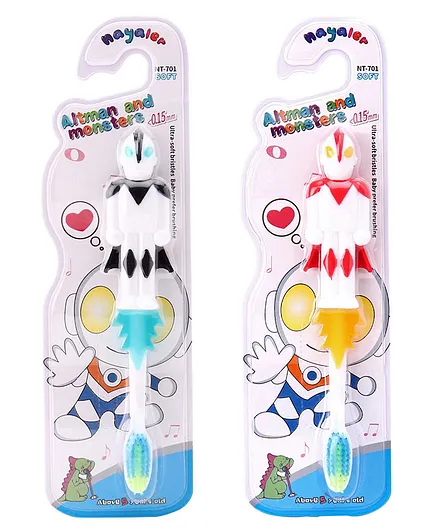 Cartoon Shaped Toothbrush Combo- Green and Purpal