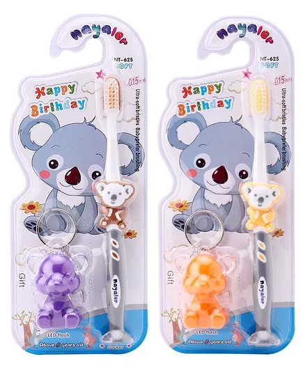Koala Shaped Ultra Soft Bristle Toothbrush With Key Ring - Pack of 2