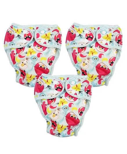 Angry Birds Reusable Cloth Diaper Set of 3- Small,Medium,Large (Blue)