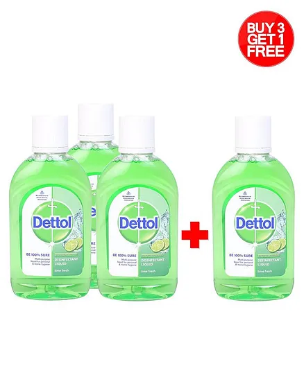 Dettol Disinfectant Liquid Lime Fresh - 200 ml - Buy 3 Get 1 Free