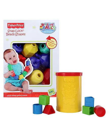 Fisher Price - Brilliant Basics Babys First Blocks Set & Brilliant Basics Snap Lock Bead Shapes Multicolour