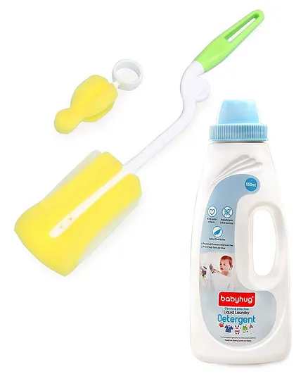 Combo of sponge bottle brush with Laundry Detergent
