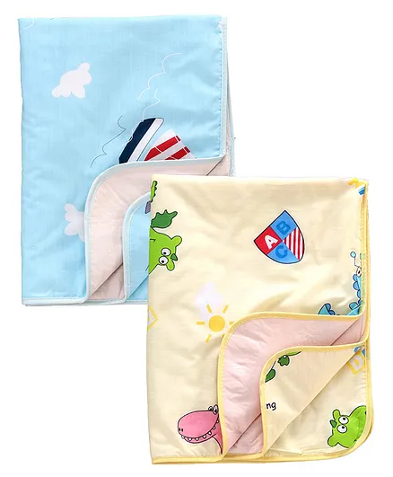 Printed Diaper Changing Mat Set of 2 Blue & Yellow