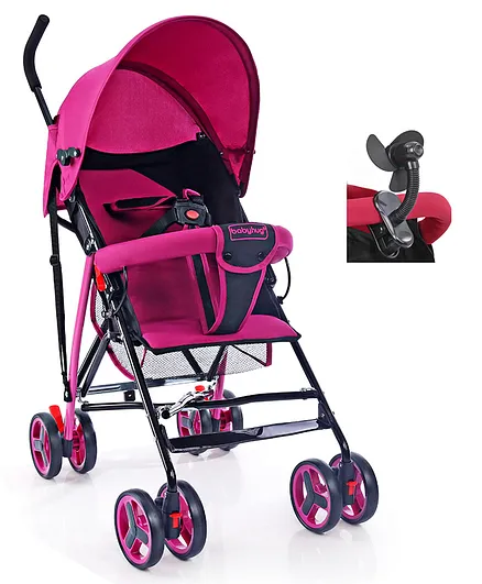 Babyhug Agile Baby Light Weight Stroller Buggy With Umbrella Fold - Pink & Black