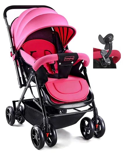 Babyhug Symphony Stroller With Reverisble Handle & Mosquito Net - Pink
