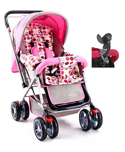Babyhug Comfy Ride Stroller With Reversible Handle - Pink