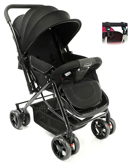 Babyhug Symphony Stroller With Reverisble Handle & Mosquito Net - Black