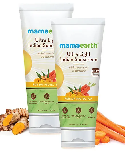 Mamaearth Ultra Light Indian Sunscreen - 80 ml (Pack of 2)