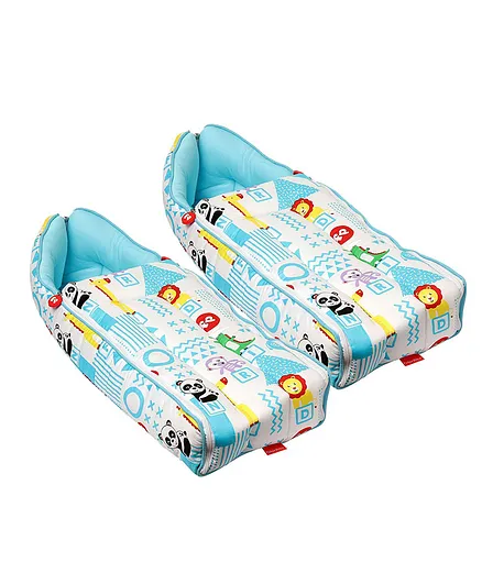 Fisher Price 3 in 1 Baby Carry Nest Panda Print - Blue (Pack of 2)