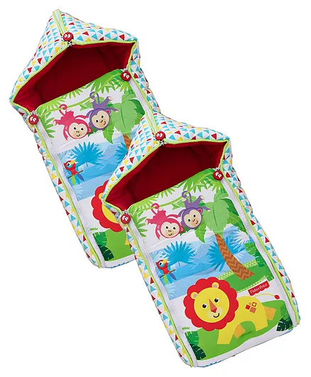 Fisher Price 3 in 1 Baby Carry Nest Monkey & Lion Print - Red (Pack of 2)