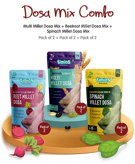 Timios Ready to Cook Dosa Mix combo of 6 - 150 gm each