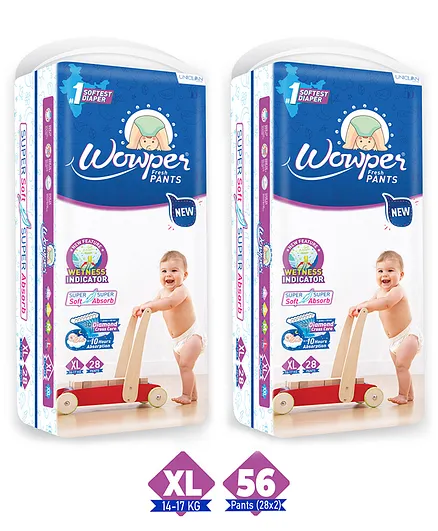 Wowper Fresh Pants Diapers Exta Large - 28 Pieces - (Pack of 2)