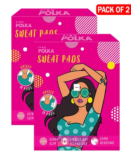 Pinq Organic Ultra Thin Disposable Underarm Sweat Pads - 14 Pads (Pack of 2)