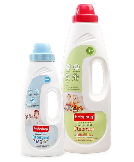 Babyhug Liquid Multi Purpose Cleanser - 1000 ml and Babyhug Liquid Laundry Detergent - 550 ml (Pack of 2)