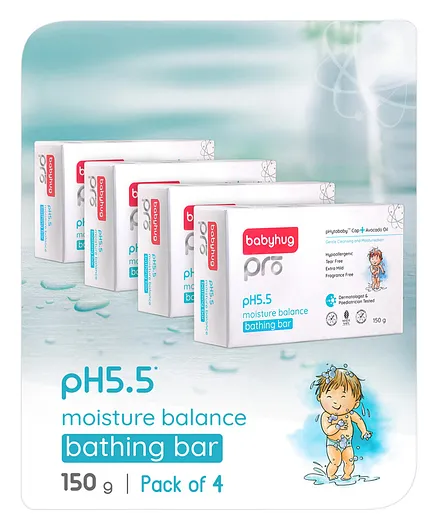 Babyhug Pro pH 5.5 Moisture Balance Bathing Bar - 150 gm (Pack of 4)