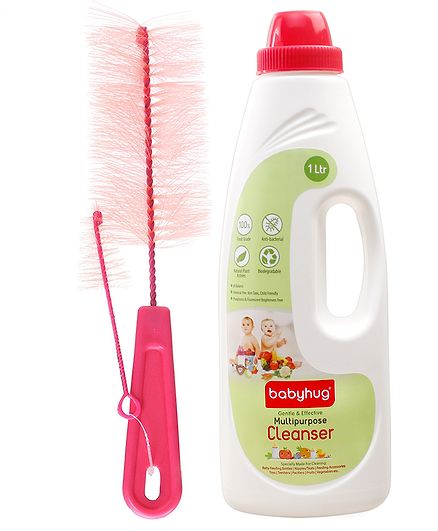Babyhug Liquid Multi Purpose Cleanser - 1000 ml AND Morison Baby Dreams - Sparkle Brush Pink