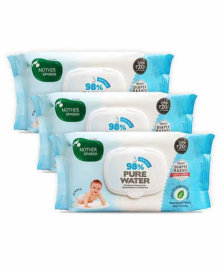 Mother Sparsh Baby Water Wipes- 80 Pieces- Pack of 3
