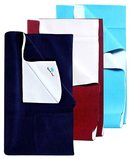 Quick Dry Bed Protector Navy Blue - Large AND Quick Dry Bed Protector Mat Blue - Medium AND Quick Dry Bed Protector Small - Maroon
