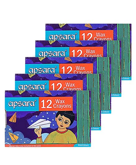 Apsara - Colorama 12 Wax Crayons -Pack of 5