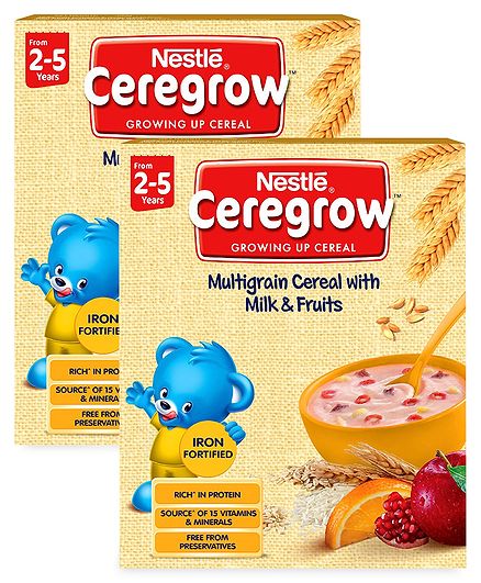 Nestle Ceregrow Multigrain Cereal With Milk & Fruits - 300 gm (Pack of 2)