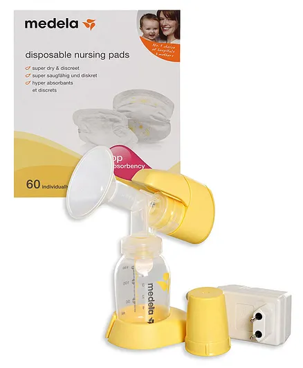 Combo of Medela - Mini Electric Breast Pump & Medela Disposable Bra Pads - 60 Pieces