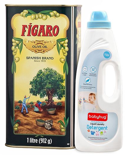Figaro Olive Oil - 1 Liter and Babyhug Liquid Laundry Detergent - 1000 ml
