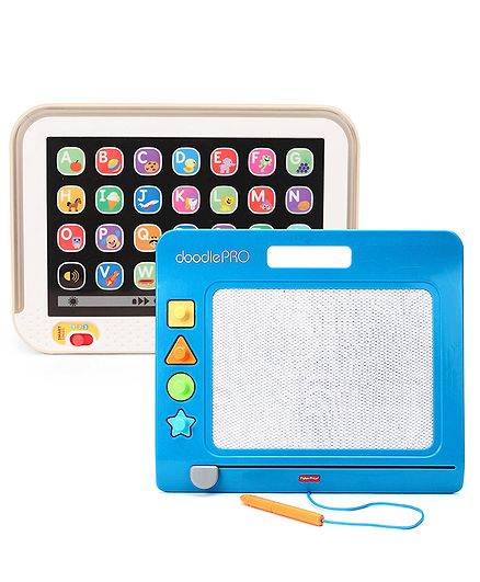 Fisher Price Laugh And Learn Smart Stages Touch Screen Tablet - White & Fisher Price Doodle Pro Slim - Blue
