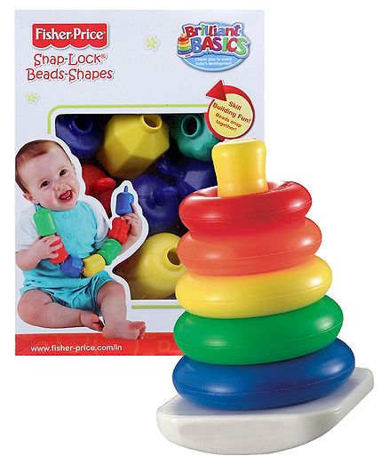 Fisher Price Brilliant Basics Snap Lock Bead Shapes Multicolour & Fisher Price Rock A Stack - Multi Color