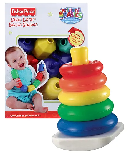 Fisher Price Brilliant Basics Snap Lock Bead Shapes Multicolour & Fisher Price Rock A Stack - Multi Color