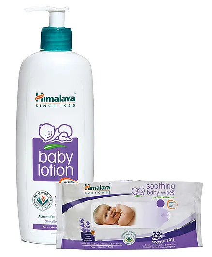 Himalaya Herbal Baby Lotion - 400 ml & Soothing Baby Wipes - 72 Pieces