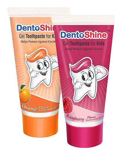 DentoShine Raspberry Flavoured Gel Toothpaste - 80 g and DentoShine Orange Flavoured Gel Toothpaste - 80 gm