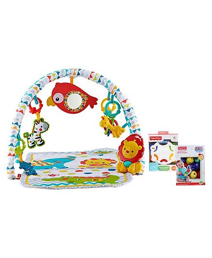 Fisher Price Brilliant Basics Snap Lock Bead Shapes Multicolour & Fisher Price Shake n Beats Tambourine - Multicolour & Fisher Price Musical Activity Gym - Multi Color