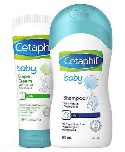 Combo of Cetaphil Baby Shampoo With Natural Chamomile - 200 ml & Cetaphil Baby Diaper Cream - 70 gm