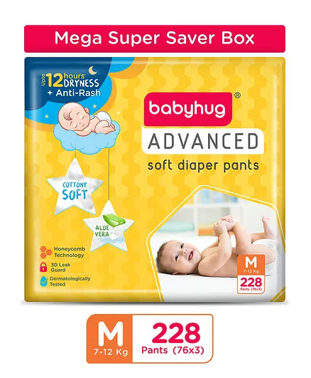 Babyhug Mega Super Saver Box of Advanced Pant Style Diapers Medium - 228 Pieces
