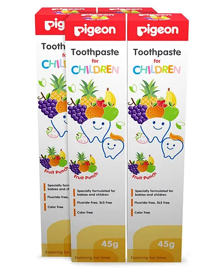 Pigeon Children Toothpaste Fruit Punch Flavour - 45 gm (Pack of 4)