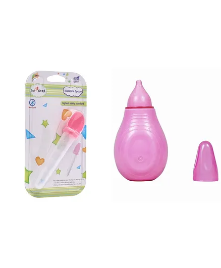 1st Step BPA Free Medicine Spoon and BPA Free Nasal Aspirator With Ear Syringe - Pink
