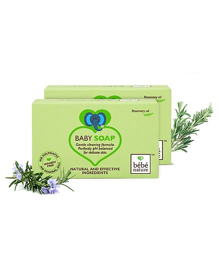 Bebe Nature Natural 100 Veg Baby Soap With Rosemary Oil - 100 gm ( Pack of 2 )