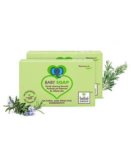 Bebe Nature Natural 100 Veg Baby Soap With Rosemary Oil - 100 gm ( Pack of 2 )