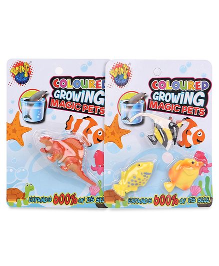 Karma Boing Colored Growing Magic Spinosaurs - Orange & Magic Ocean Fish Set Of 3 - Yellow