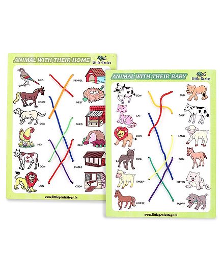 Little Genius Wooden Match The Column Animal With Baby & Little Genius Wooden Match The Column Animal With Their Home